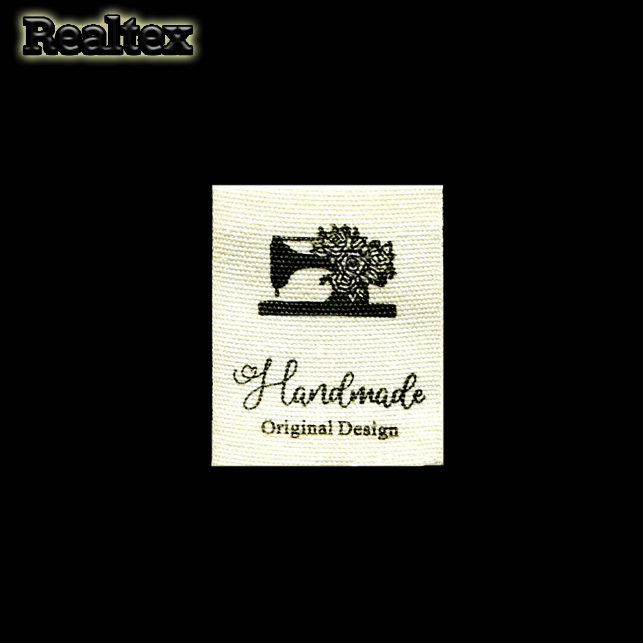 Бирка пришивная ткань Realtex №55 "HandMade" (25шт) цв.суровый