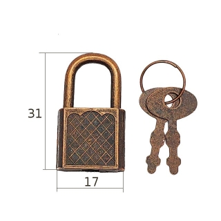 Замок для шкатулок декоративный навесной DN-001-AC 31*17мм цв.медь
