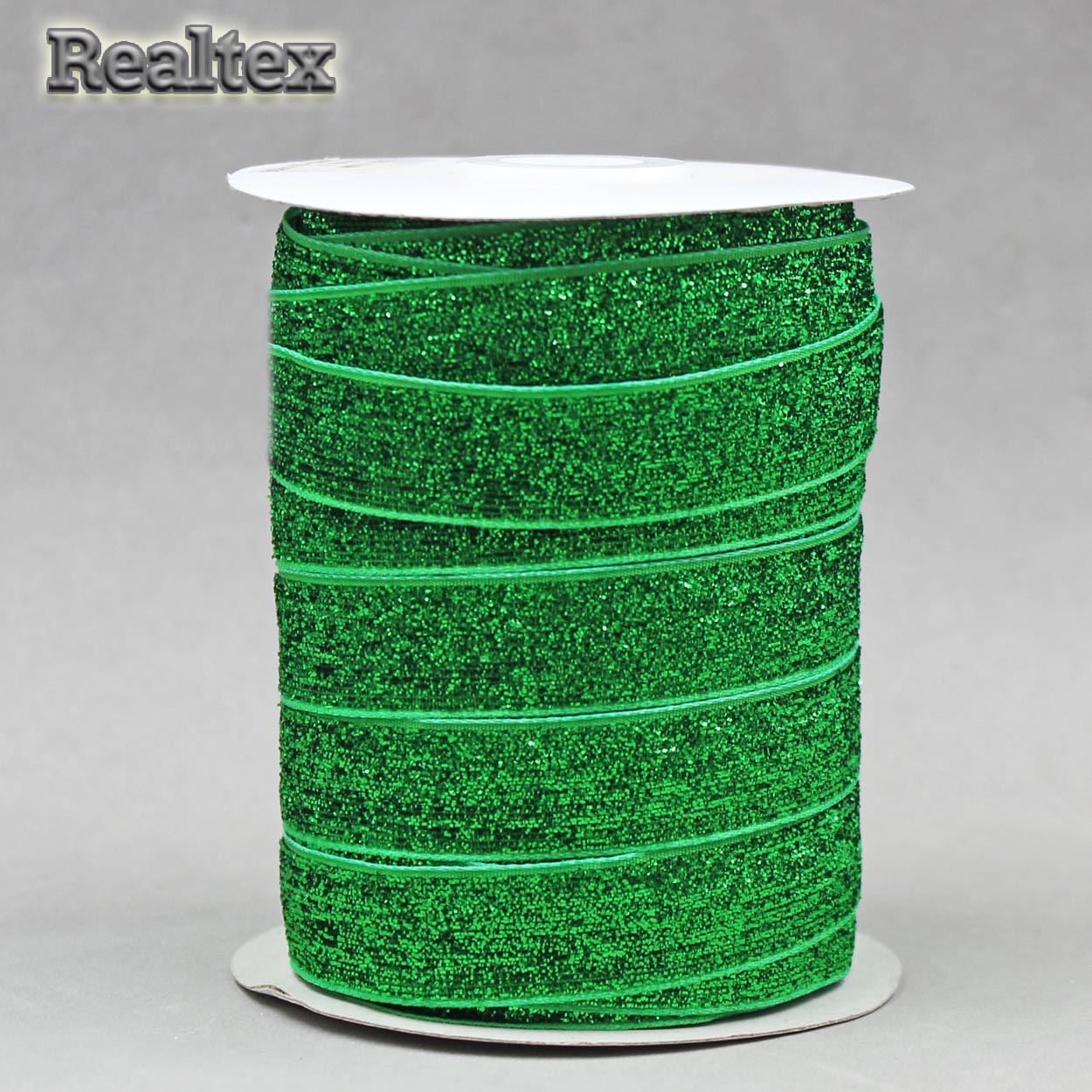 Лента бархатная люрекс RS 15мм цв.06 зеленый