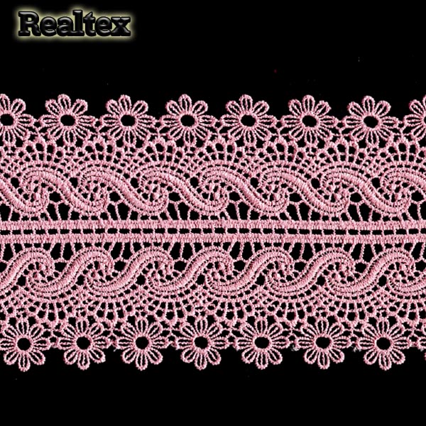 Кружево  гипюр  Realtex 112мм LF-7057 цв.28 розовый  
