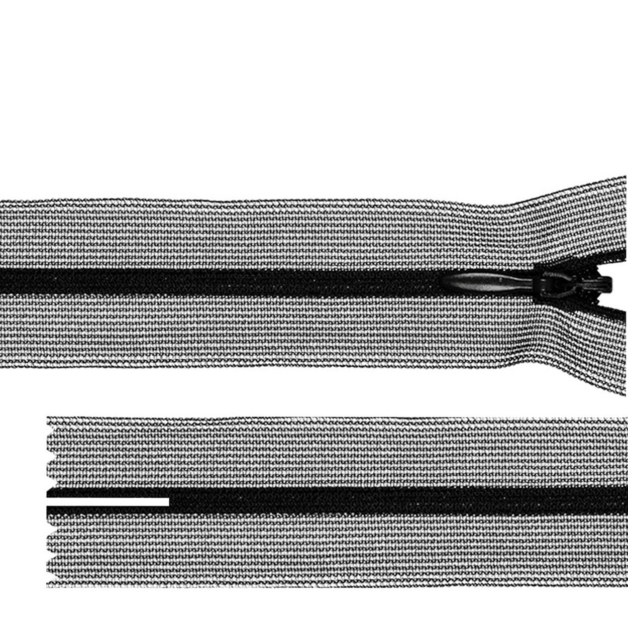 Молния потайная G010S на сетчатой тесьме 50см цв.310 чёрный
