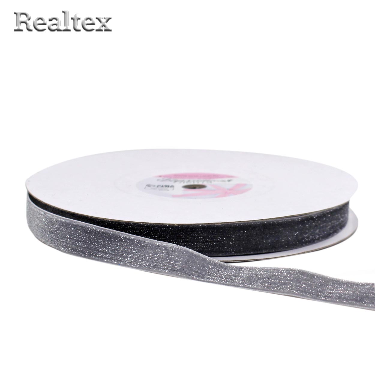 Лента бархатная люрекс 15мм 9626581 цв.серый/серебро