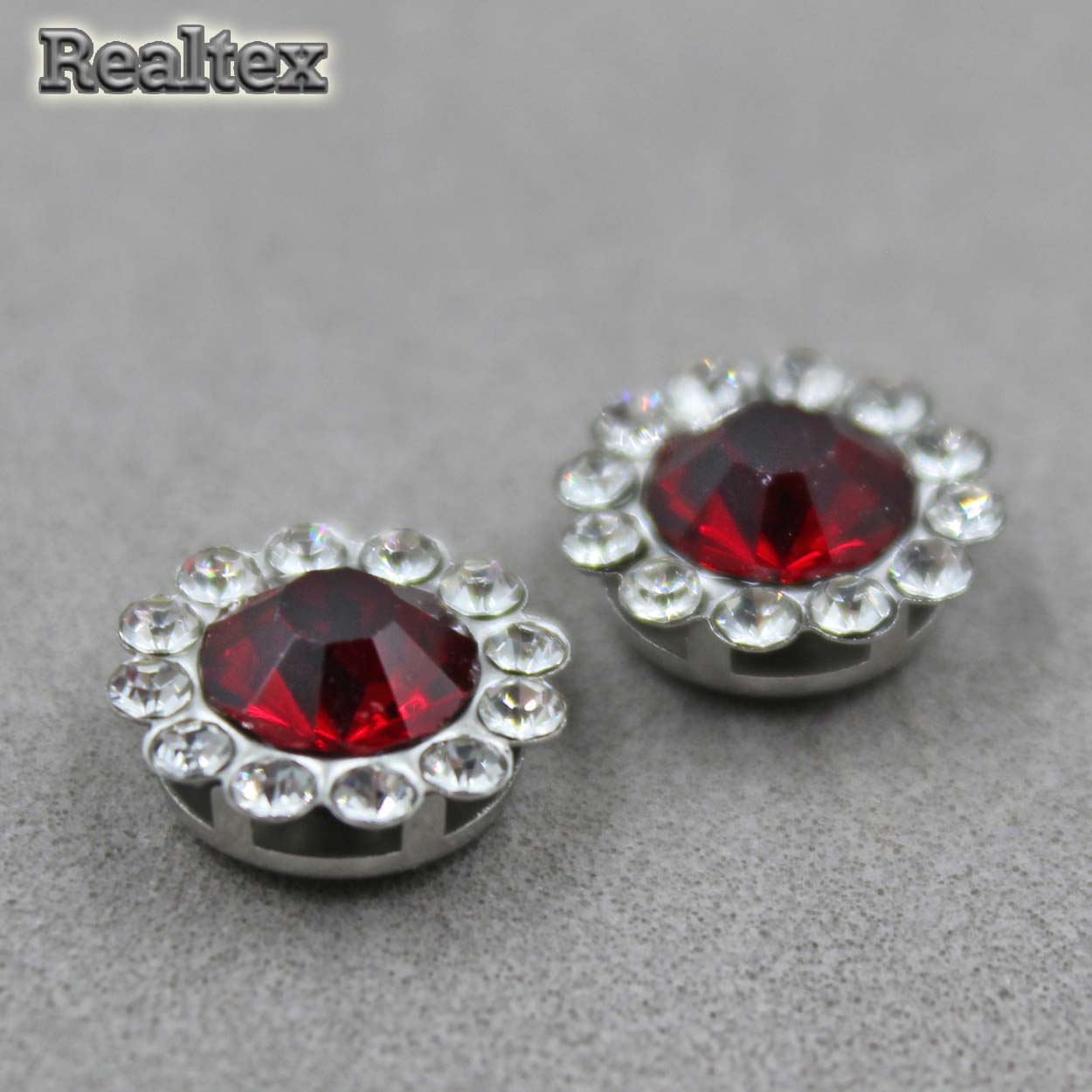 Стразы пришивные стекло в оправе Realtex "цветок" 12мм цв.07 Red/Crystal