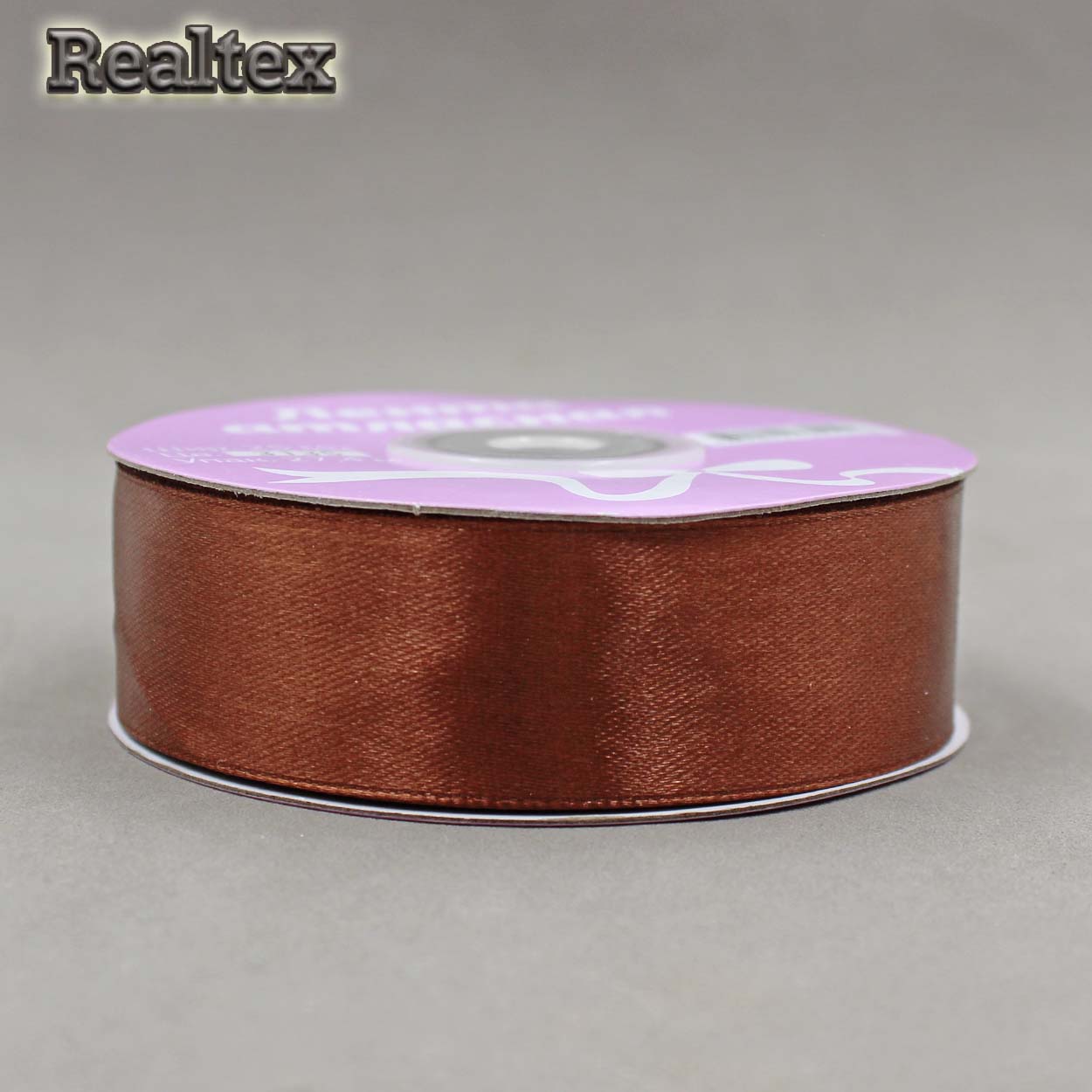Лента атласная 25мм Realtex (27,4м) цв.3135 коричневый