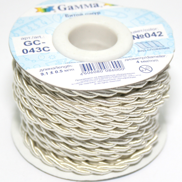 Шнур витой GC-043C 4мм "Гамма" цв.042 молочный