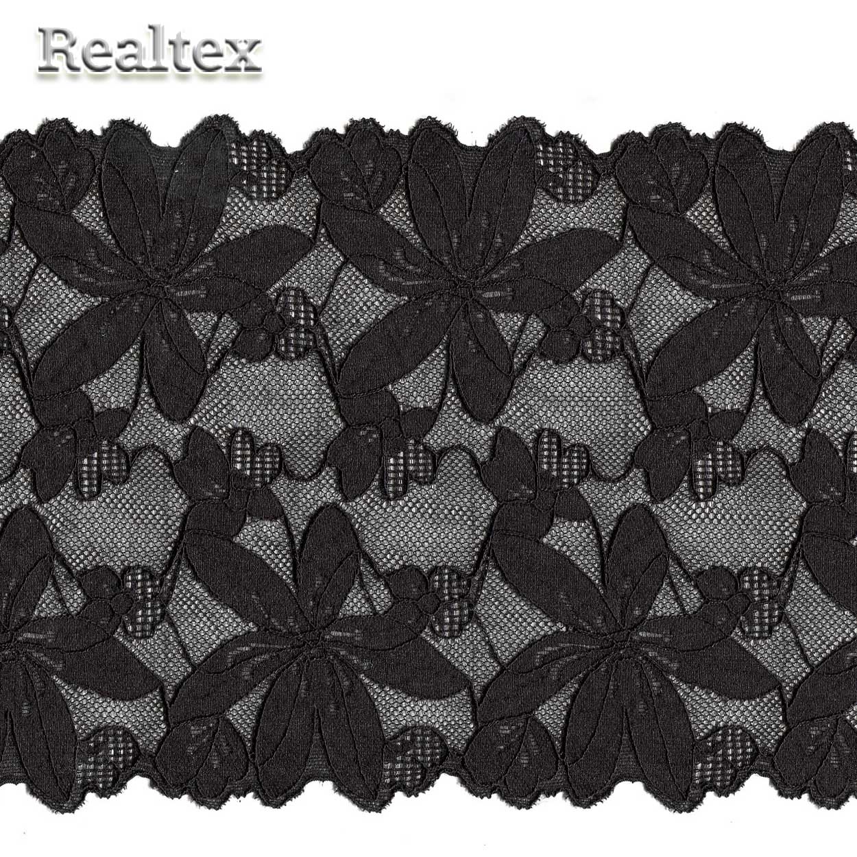 Кружево стрейч Realtex 175мм SF 6155 (15м) цв.черный