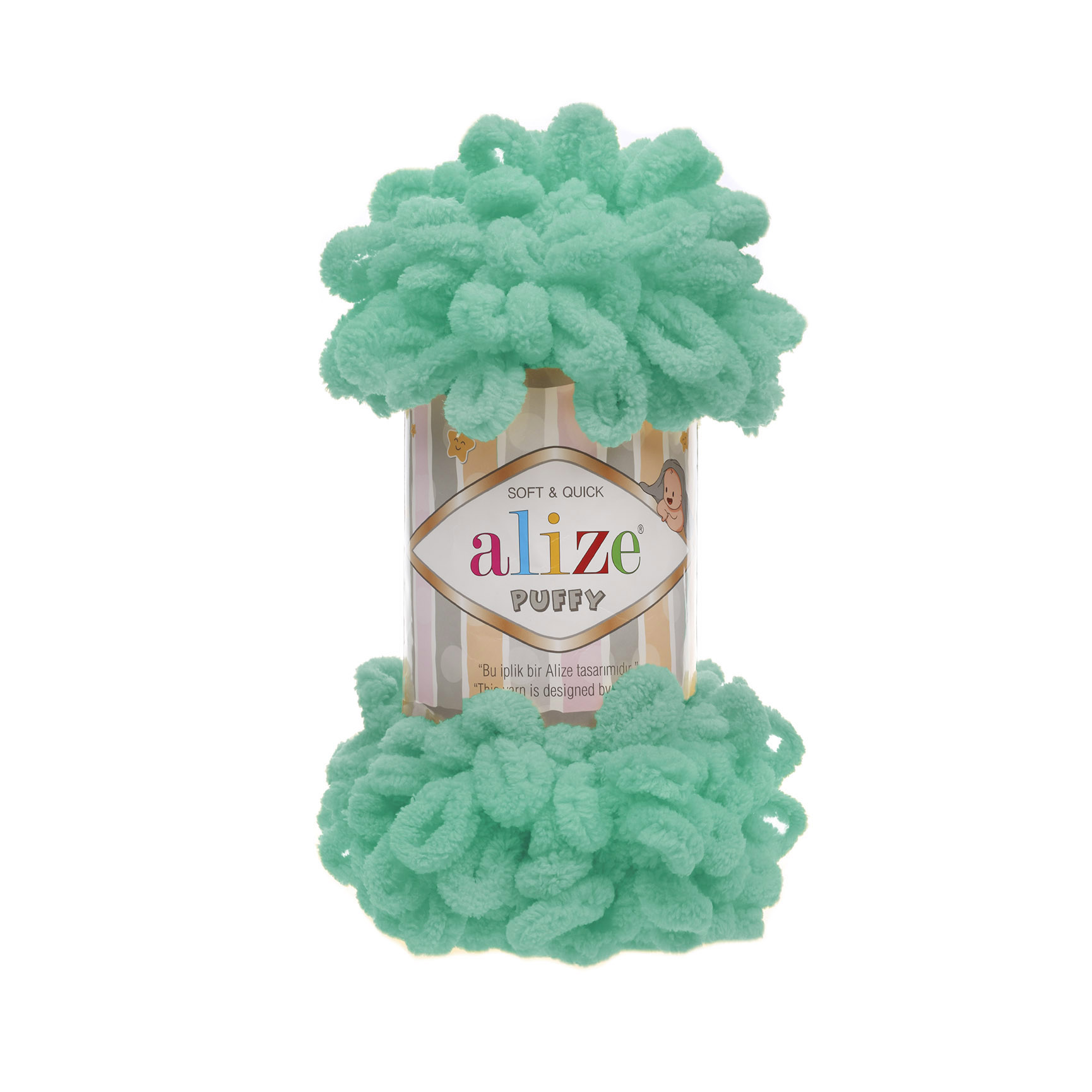 Пряжа Alize "Puffy" (100гр) цв.490 светло-бирюзовый