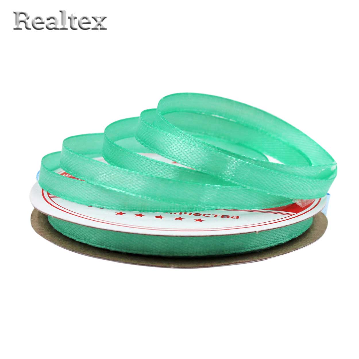 Лента атласная 6мм Realtex (27,4м) цв.111 бирюзовый