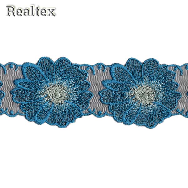 Кружево на сетке  65мм MS 56-4017 цв.черный/14D/130D