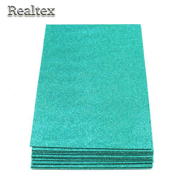 Фоамиран глиттерный Realtex 2мм цв.R11 зеленая бирюза АВ