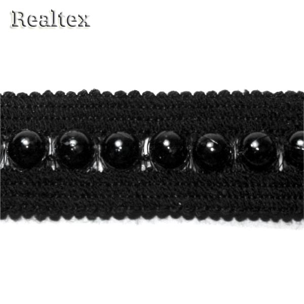 Тесьма с бусинами CTZ 9995 25мм цв.черный