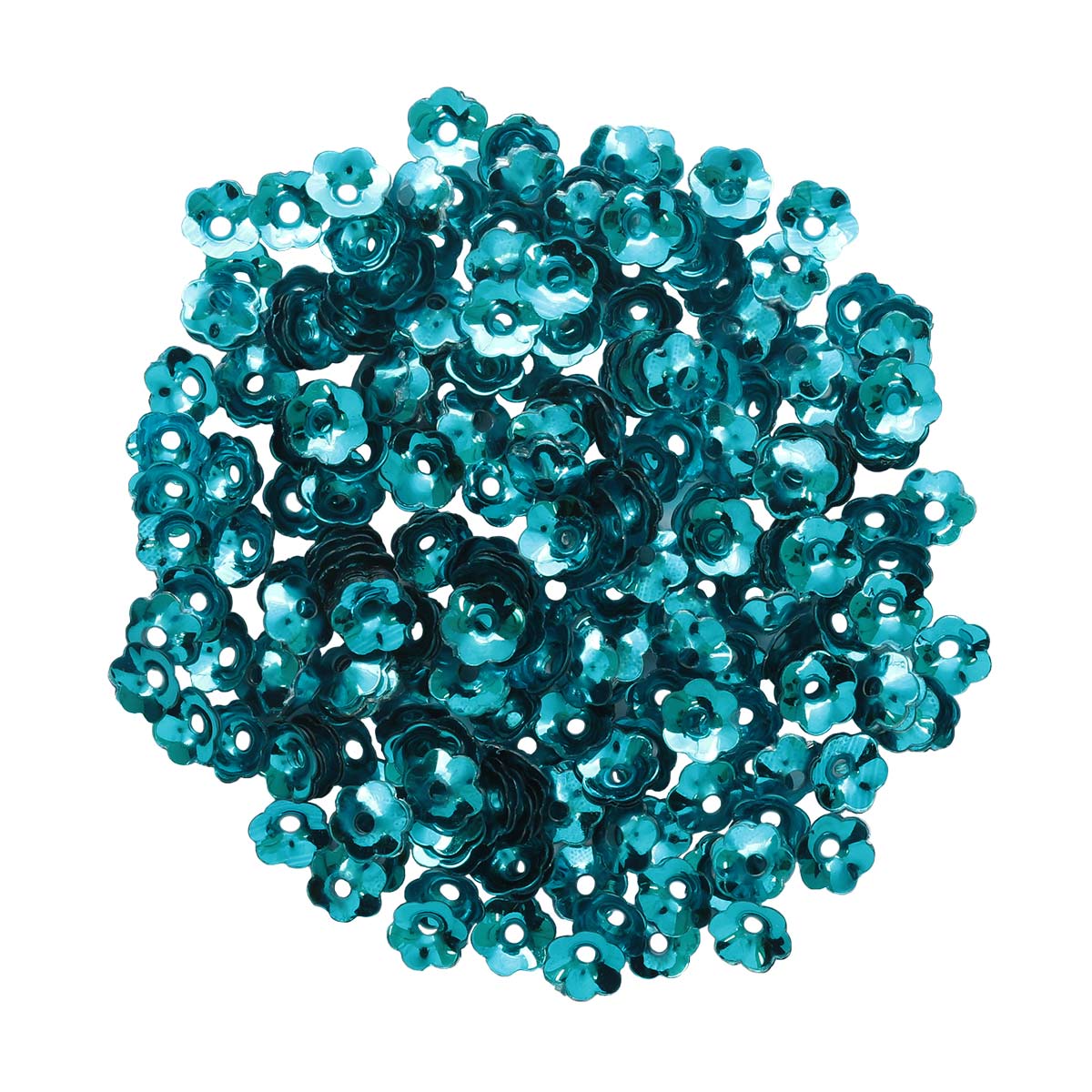 Пайетки "Астра" (10гр) "цветочки объёмные 392" 6мм цв.M2259 бирюзовый