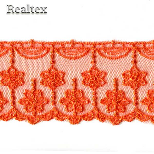 Кружево на сетке  50мм 2975 цв.096 оранжевый