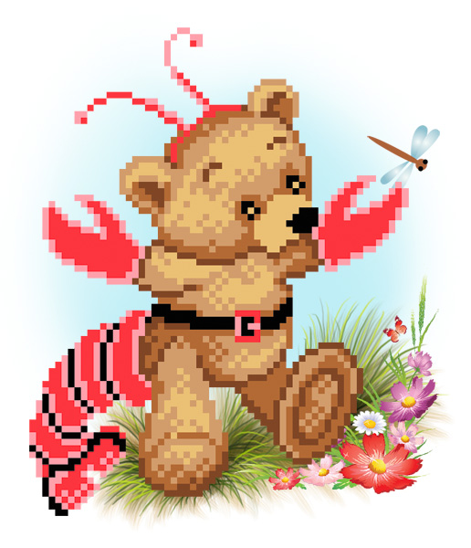 Рисунок на шелке МП №4137 "Мишка Рак" 22х25см