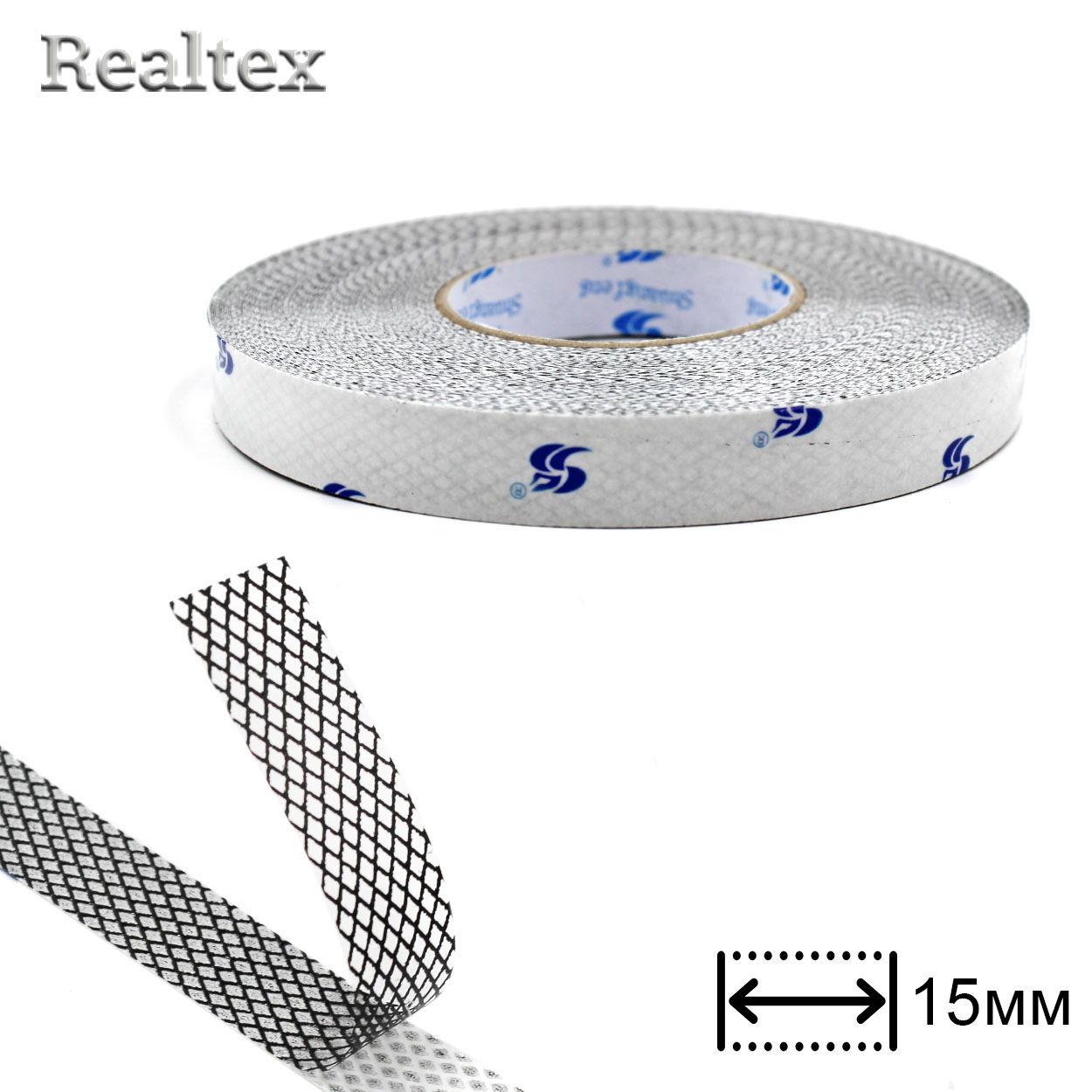 Сетка клеевая на бумаге  15мм Realtex (45,7м) цв.черный