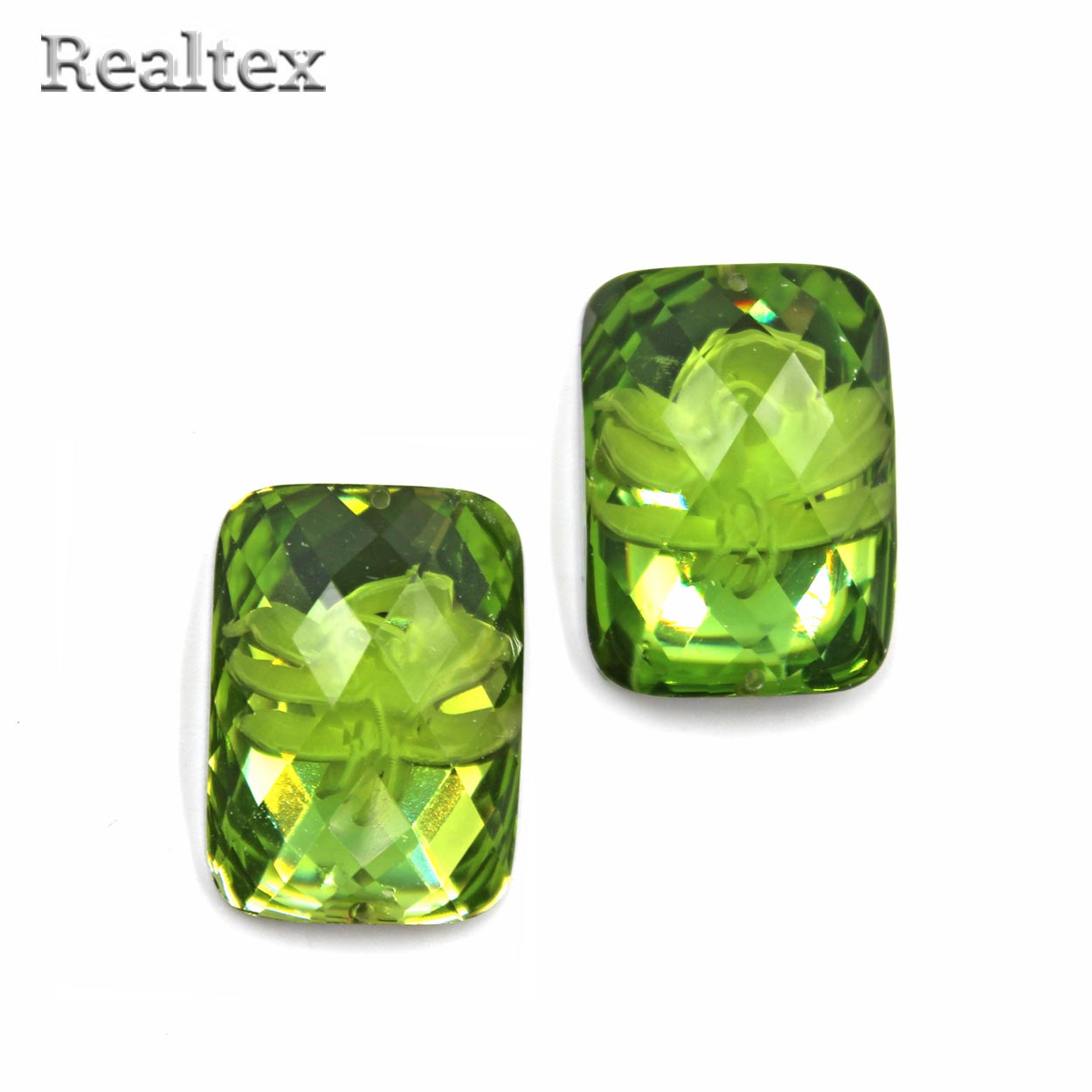 Стразы пластиковые пришивные AB-5 большие цв.салатовый 