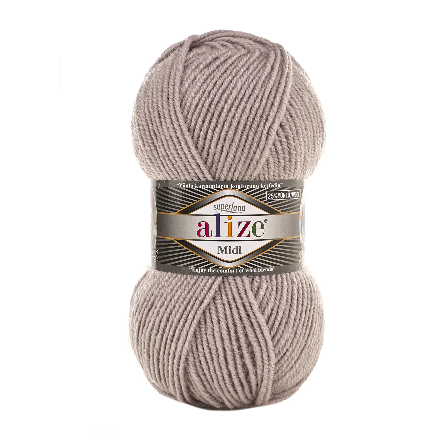 Пряжа Alize "Super Lana Midi" (0,5кг) цв.652 пепельный