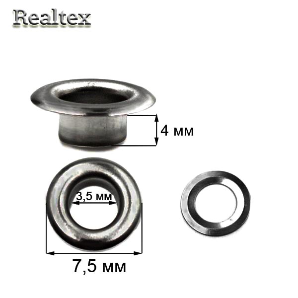 Люверсы №17 (3мм) с кольцами цв.чёрный никель