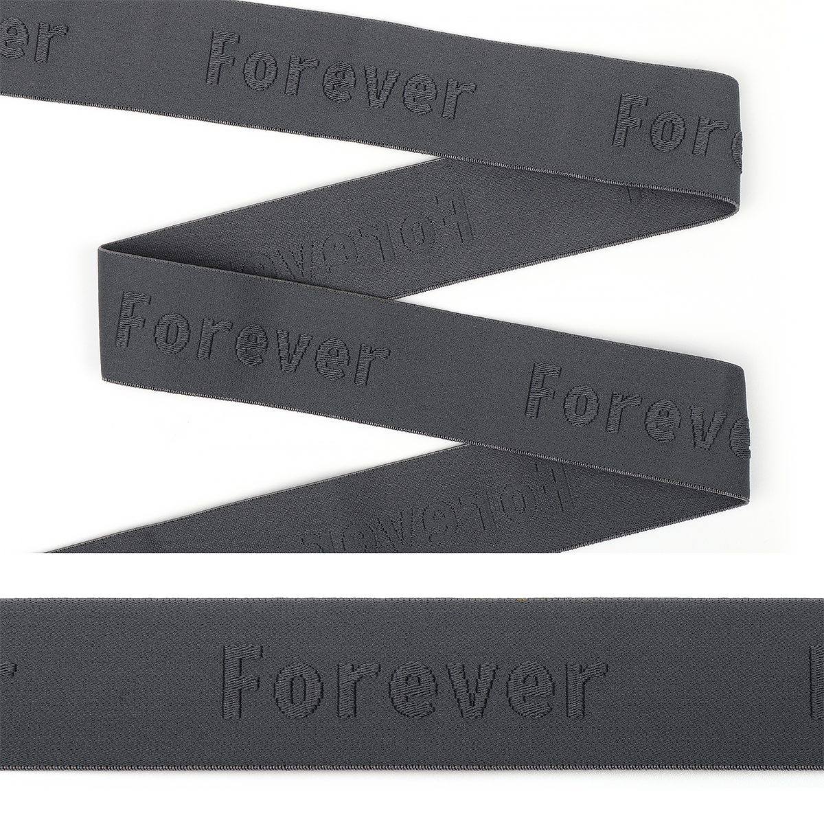 Резинка тканная 35мм TBY с надписью FOREVER цв.серый
