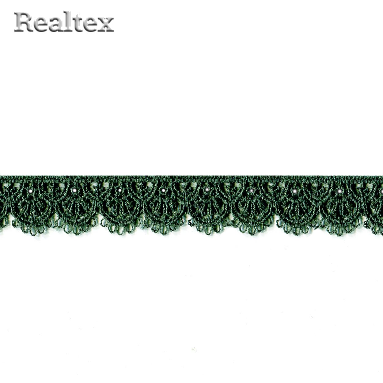 Кружево  гипюр  Realtex  18мм LF-190/CS091 цв.437 темно-зеленый