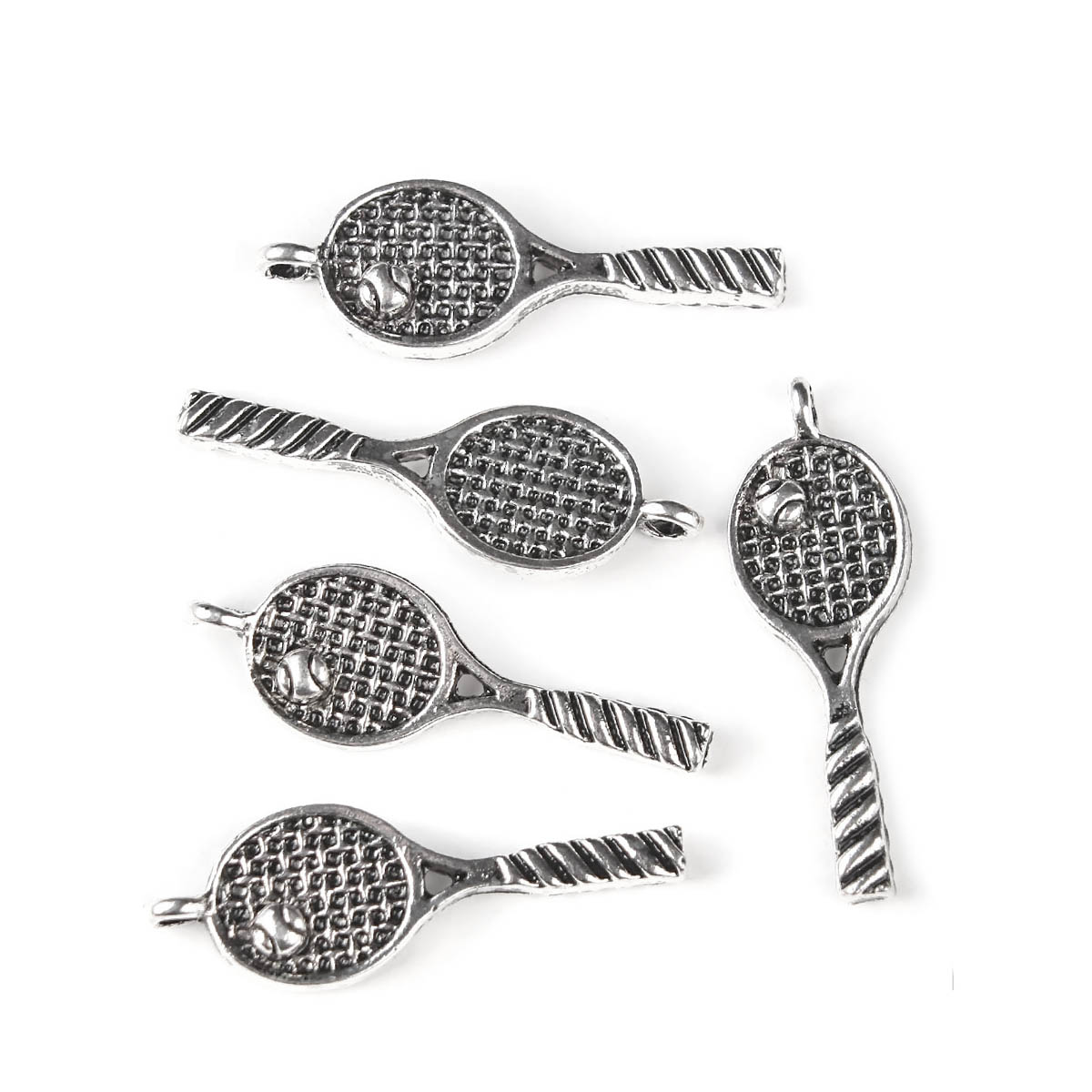 Подвеска металлическая H 0802 "Тенисная ракетка" (5шт) цв.серебро