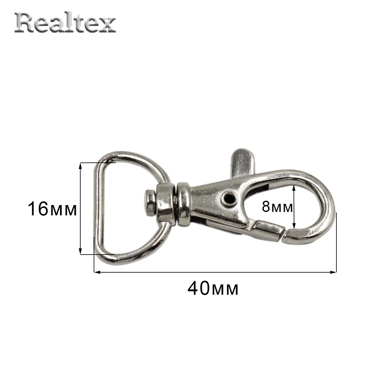 Карабин Реалтекс 16*40мм (25шт) цв.никель