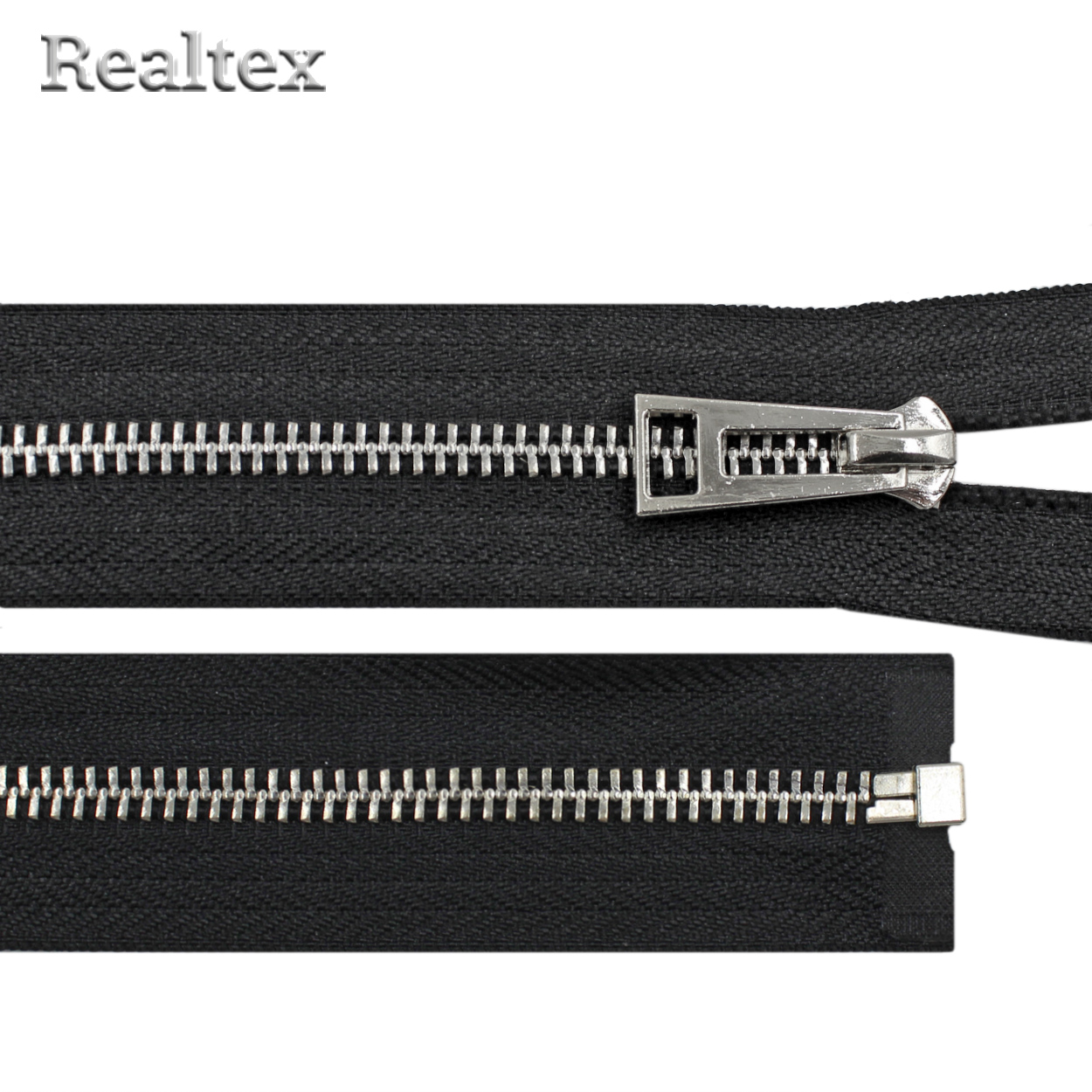 Молния металл Т.5 Realtex 1замок 70см разъемная цв.никель/черный