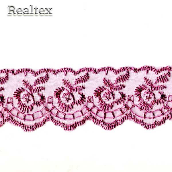 Кружево органза 40мм "Розочки" цв.светло-фиолетовый