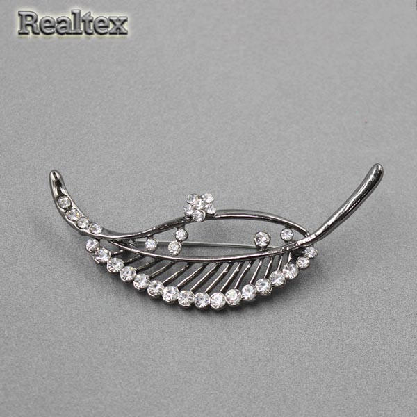 Брошь ювелирная Реалтекс R-099 "Лист" цв.черный никель 