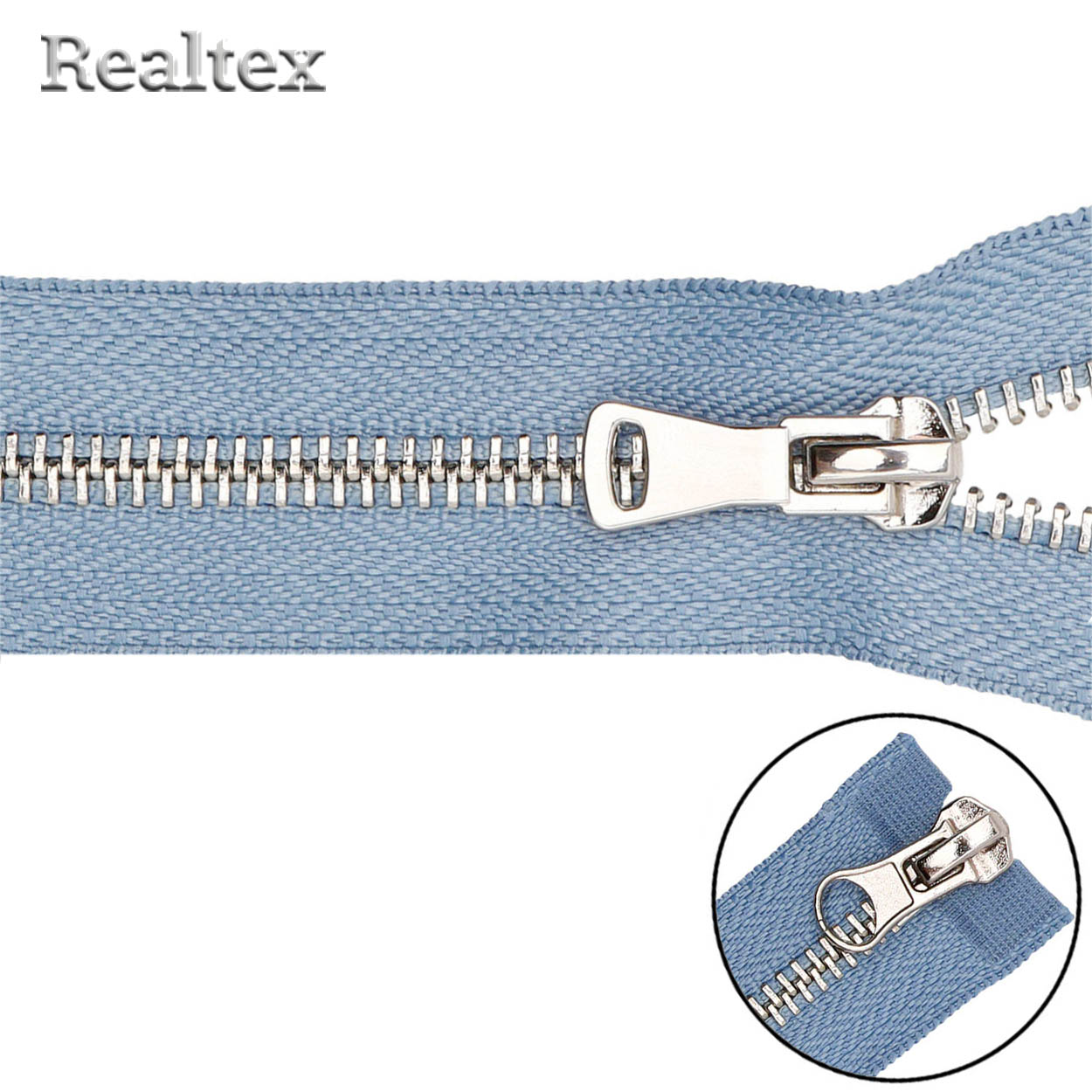 Молния металл Т.5 2замка 85см разъемная цв.никель/231 серо-голубой