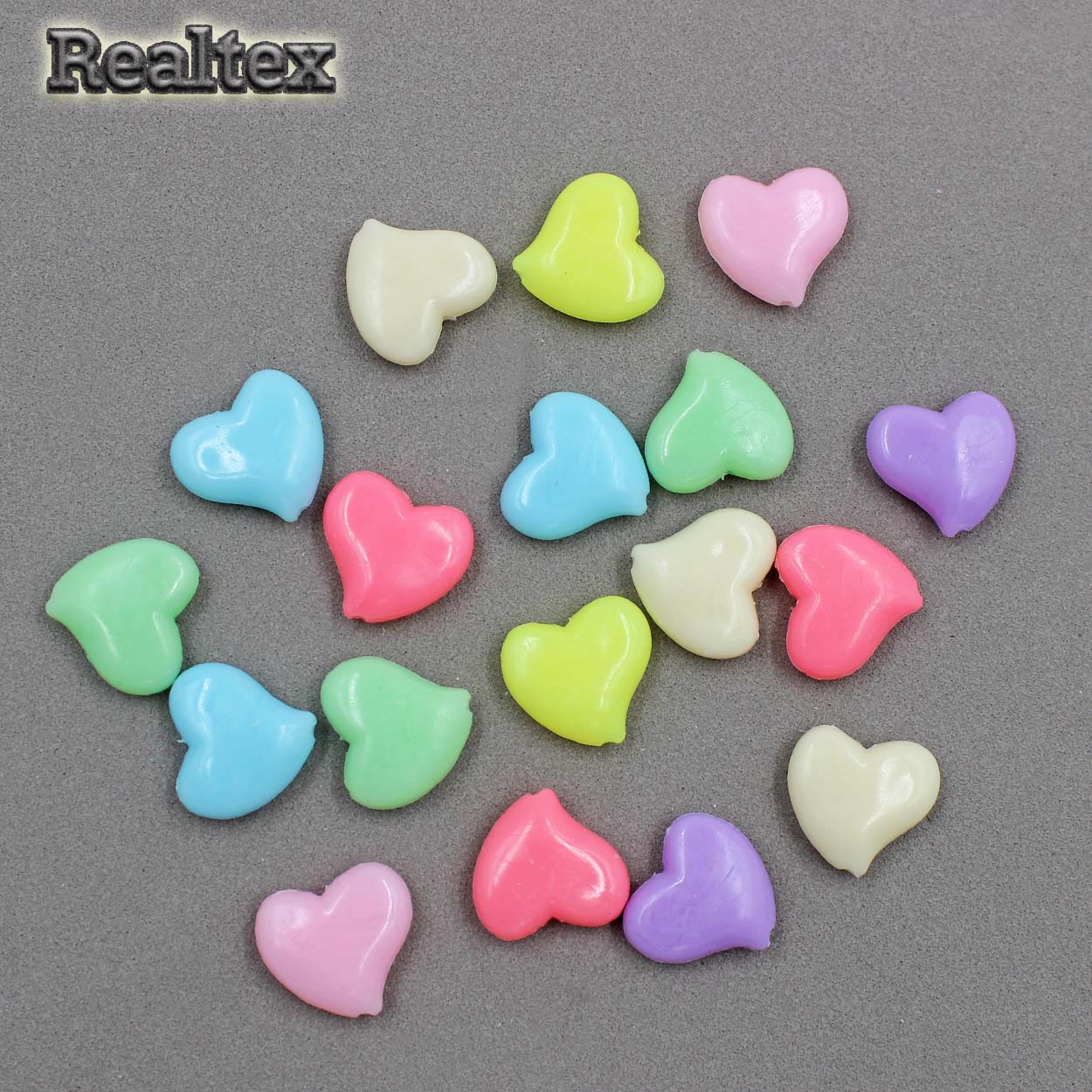 Бусины пластик Реалтекс Сердечки Изогнутые (500гр) цв.mix