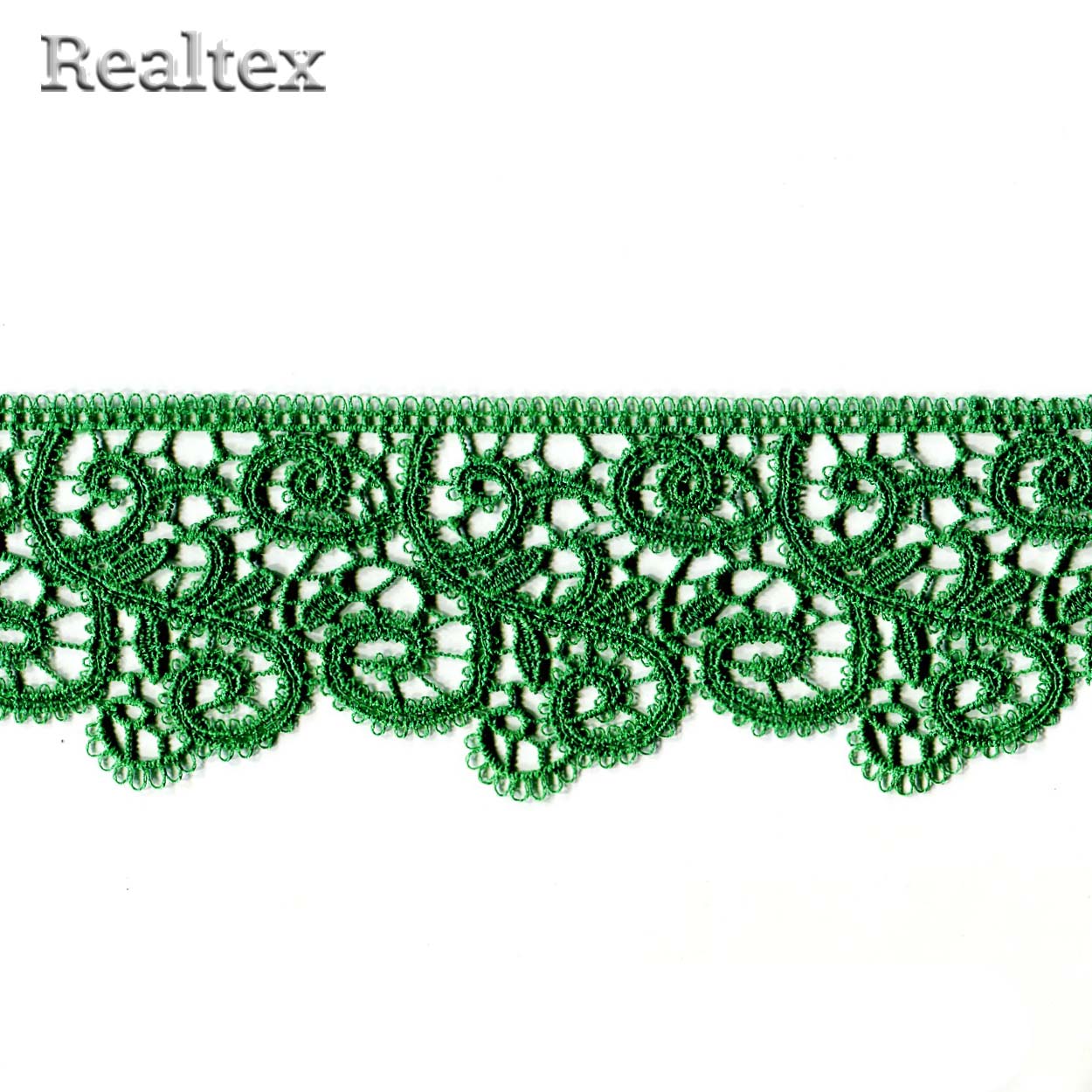 Кружево  гипюр  Realtex  60мм R-6510 (9,1м) цв.430 зеленая трава