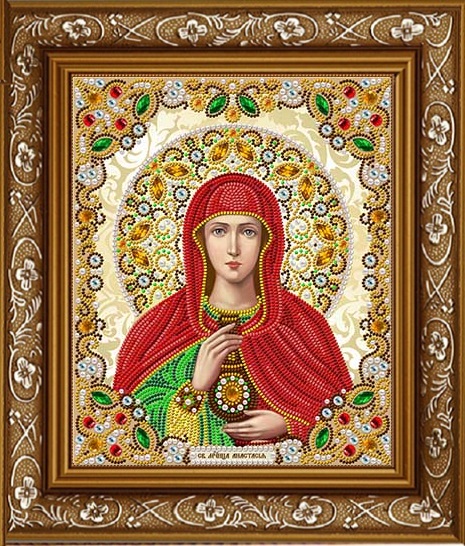 Рисунок на ткани бисером "Благовест" ЖК-4010 Святая Анастасия в жемчуге и кристаллах