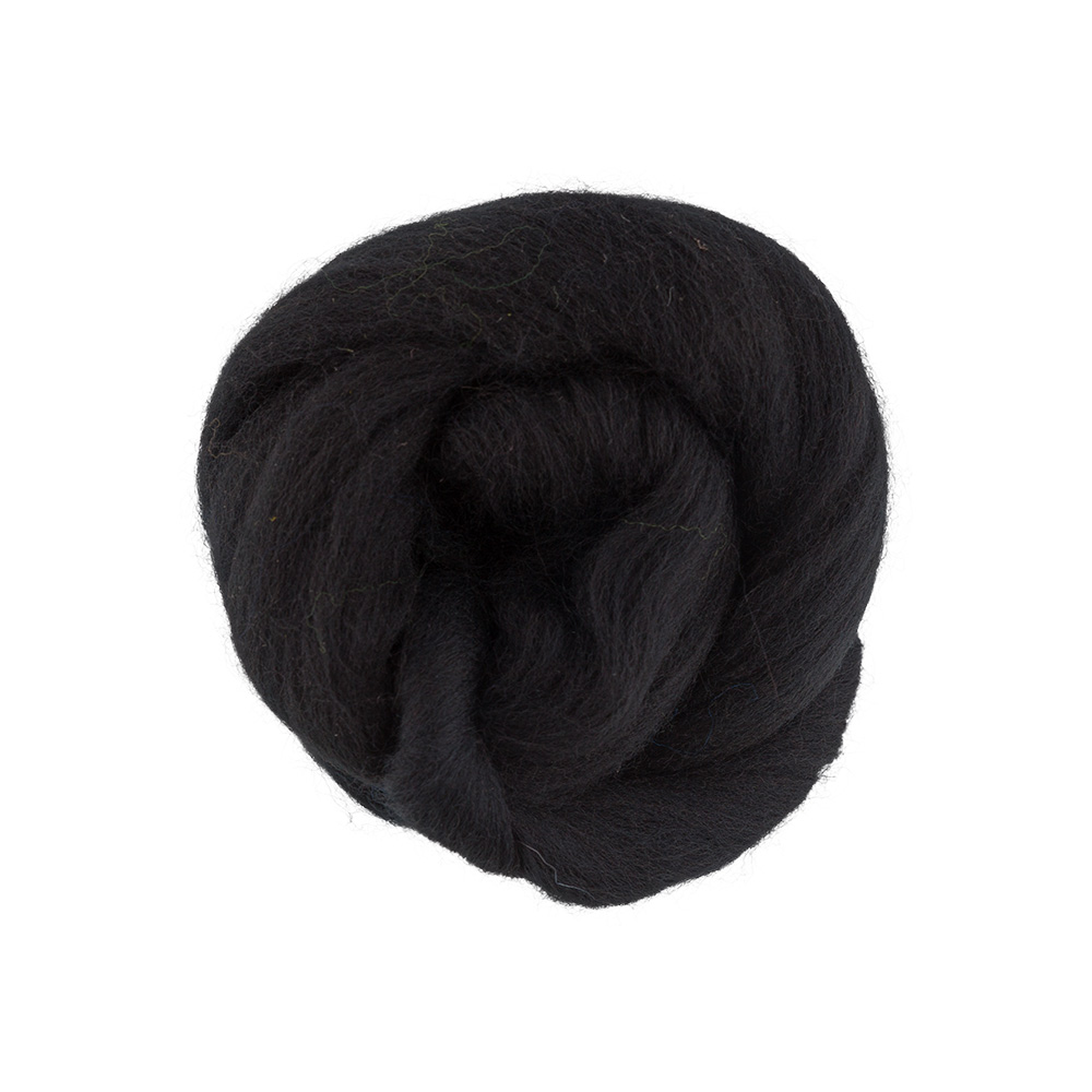 Шерсть для валяния TFS-050 полутонкая (50гр) цв.0140 чёрный