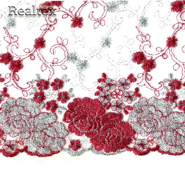 Кружево на сетке 205мм 50-4432MYSJ цв.белый/11A/серебро 