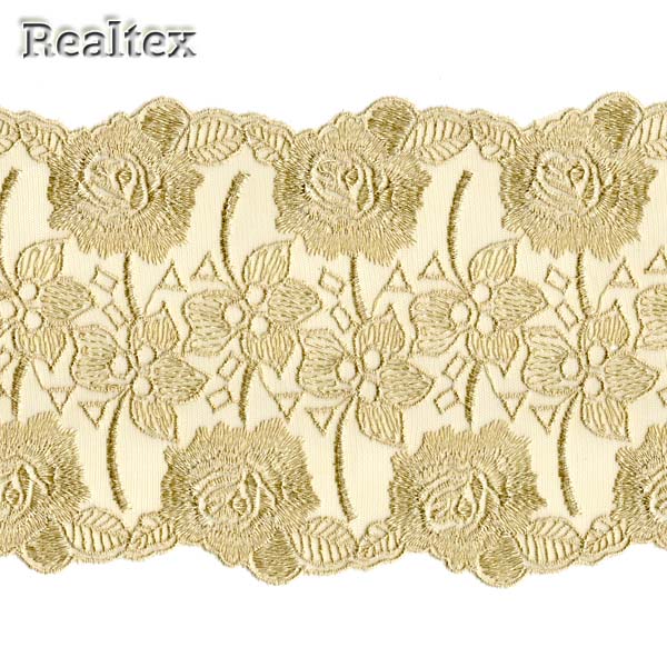 Кружево на сетке 150мм 54-4122 цв.1003 оливковый