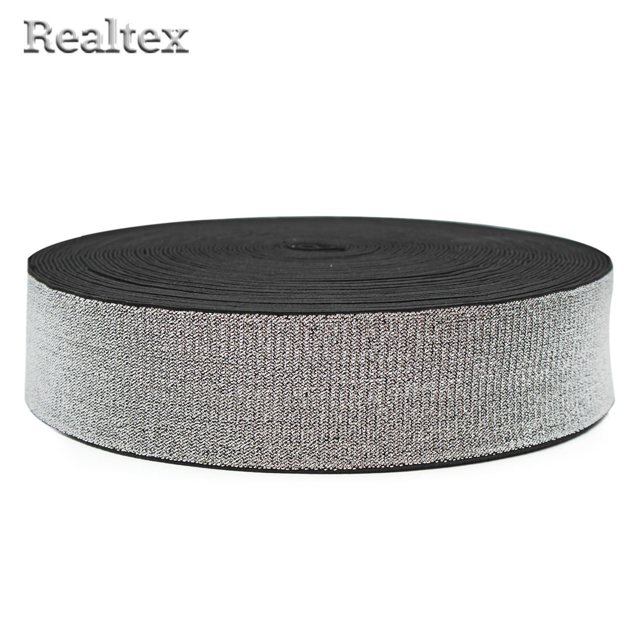 Резинка Realtex декоративная 50мм R-20 с люрексом (22,8м) цв.серебро