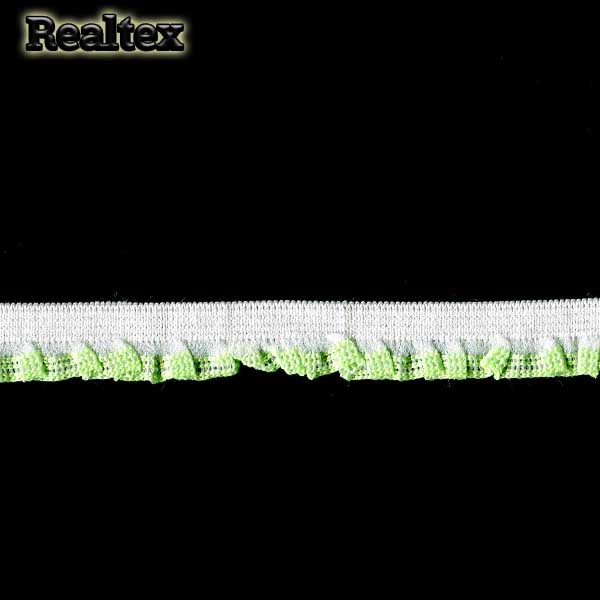  Резинка бельевая  Realtex 15мм 9112-15 с рюшей цв.белый/салатовый