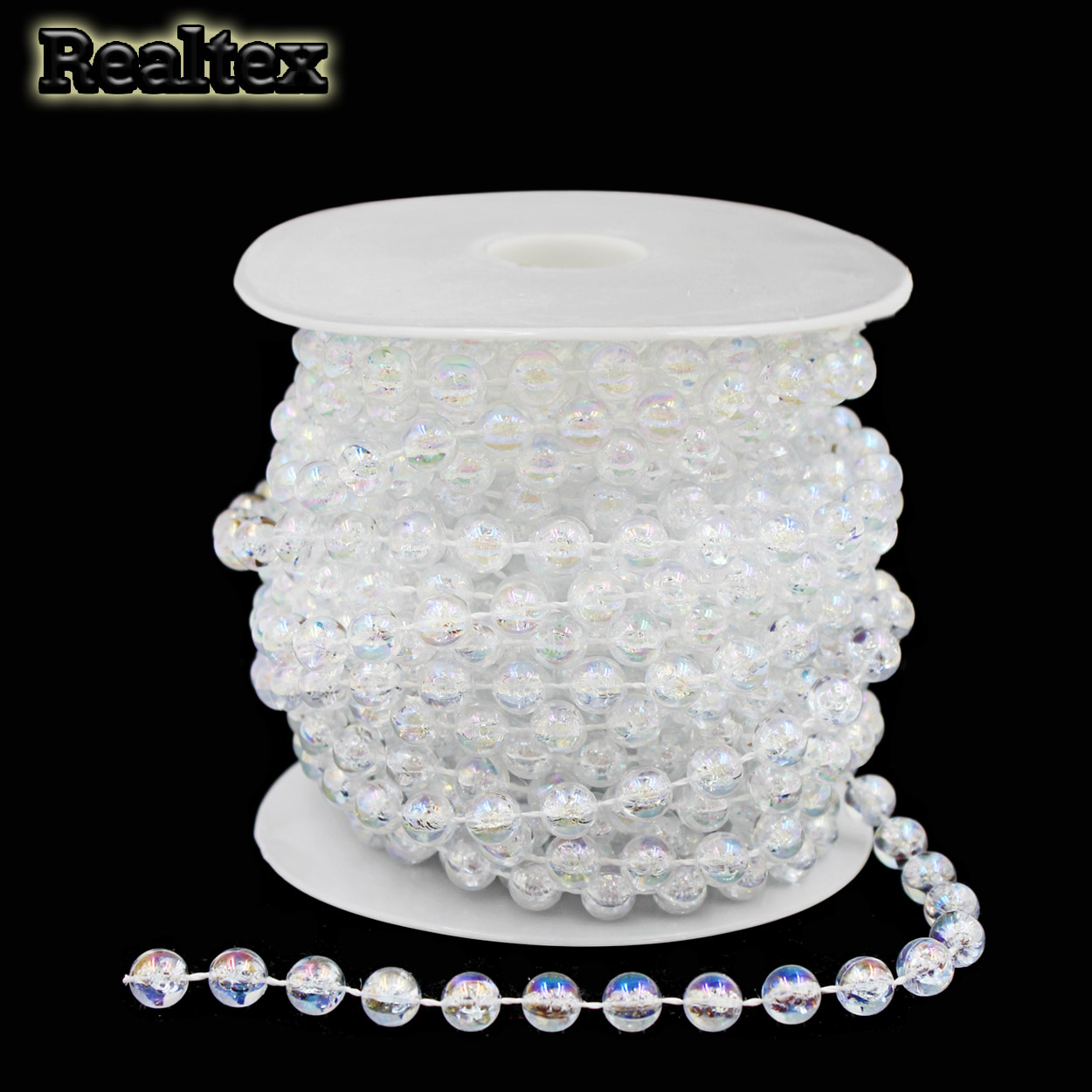 Бусины тесьма Realtex 8мм цв.прозрачный АВ (ТАВ) 