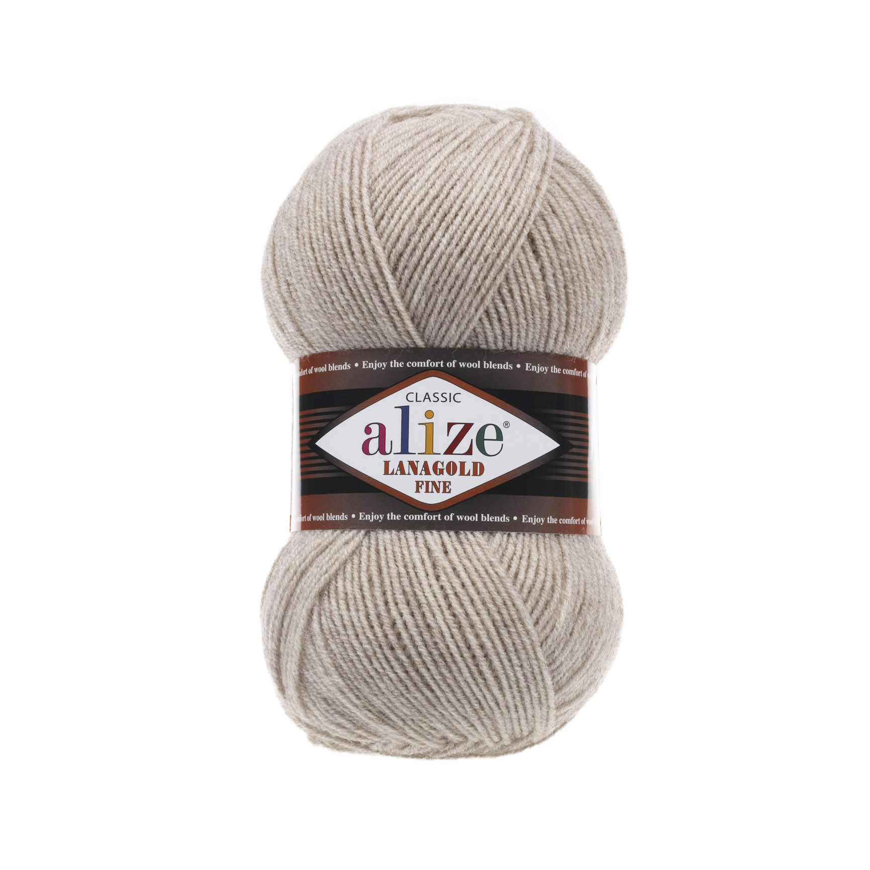 Пряжа Alize "Lana Gold Fine" (100гр) цв.152 бежевый меланж
