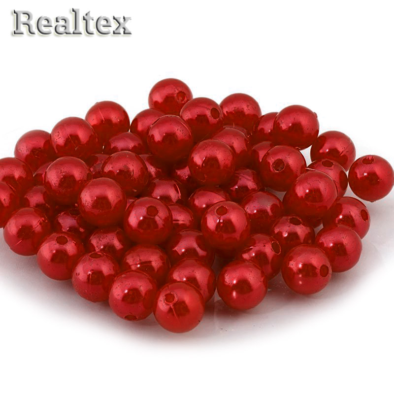 Бусины пластик  8мм R (20гр) цв.красный