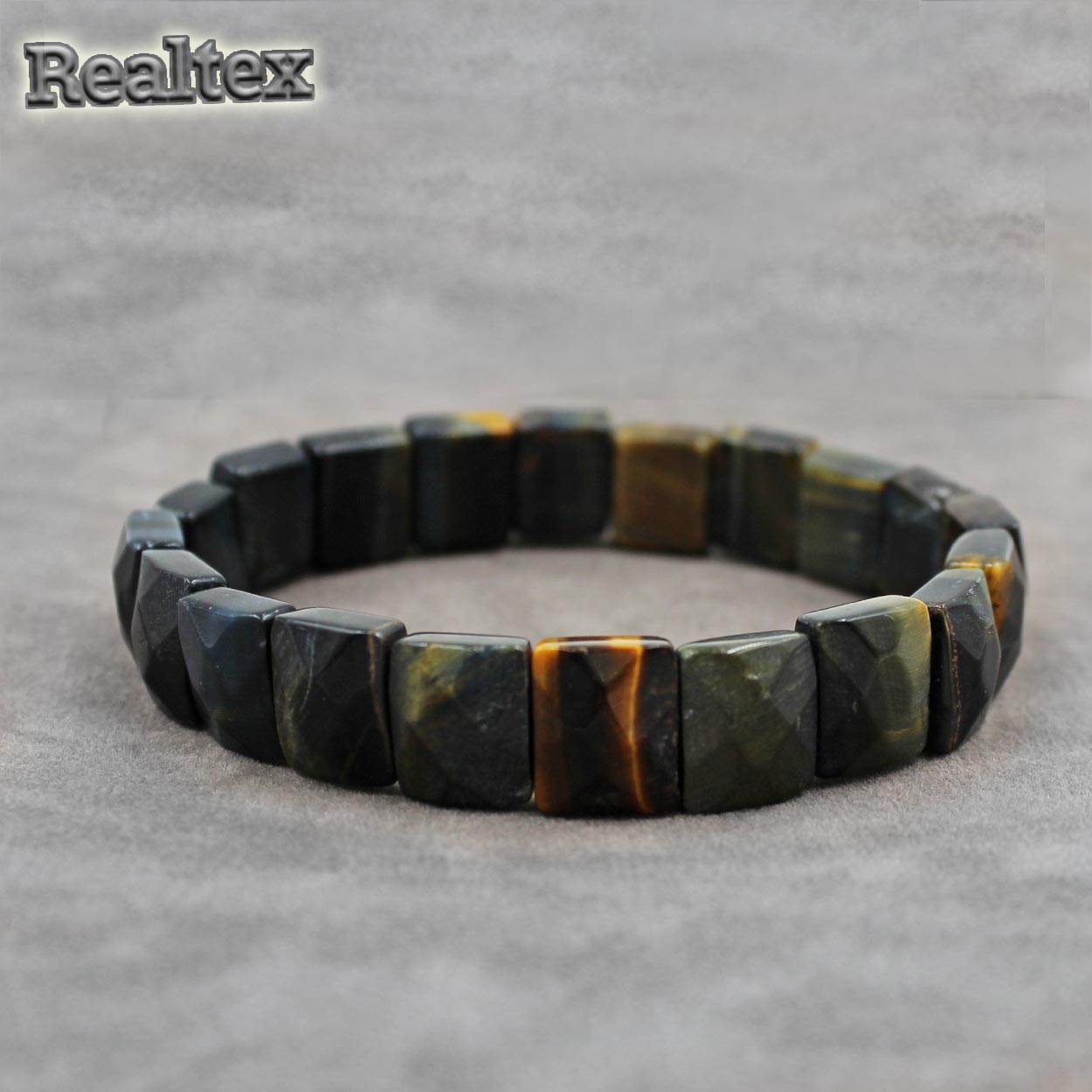 Браслет Realtex из натурального камня Прямоугольник граненый цв.серый mix
