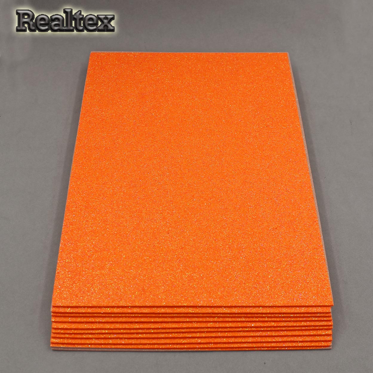 Фоамиран глиттерный Реалтекс 2мм цв.R02 яр.оранжевый АВ