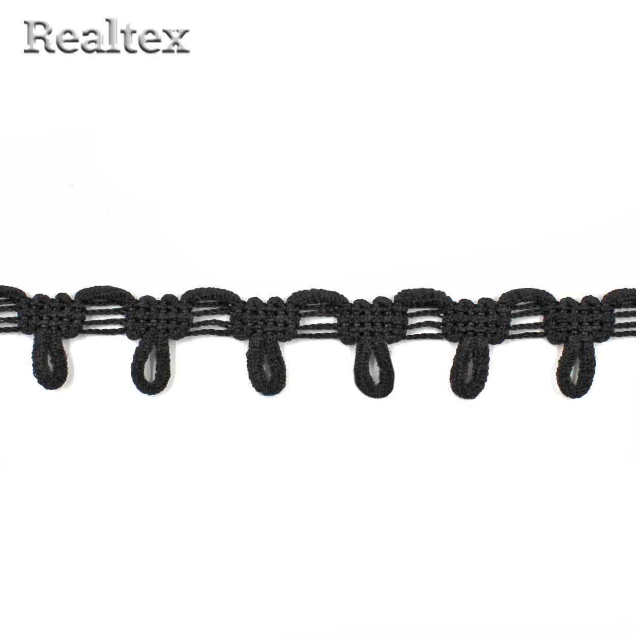 Тесьма с эластичными петлями Realtex 15мм 9370 цв.черный