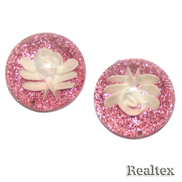 Стразы пластиковые пришивные AB-7 большие цв.розовый 