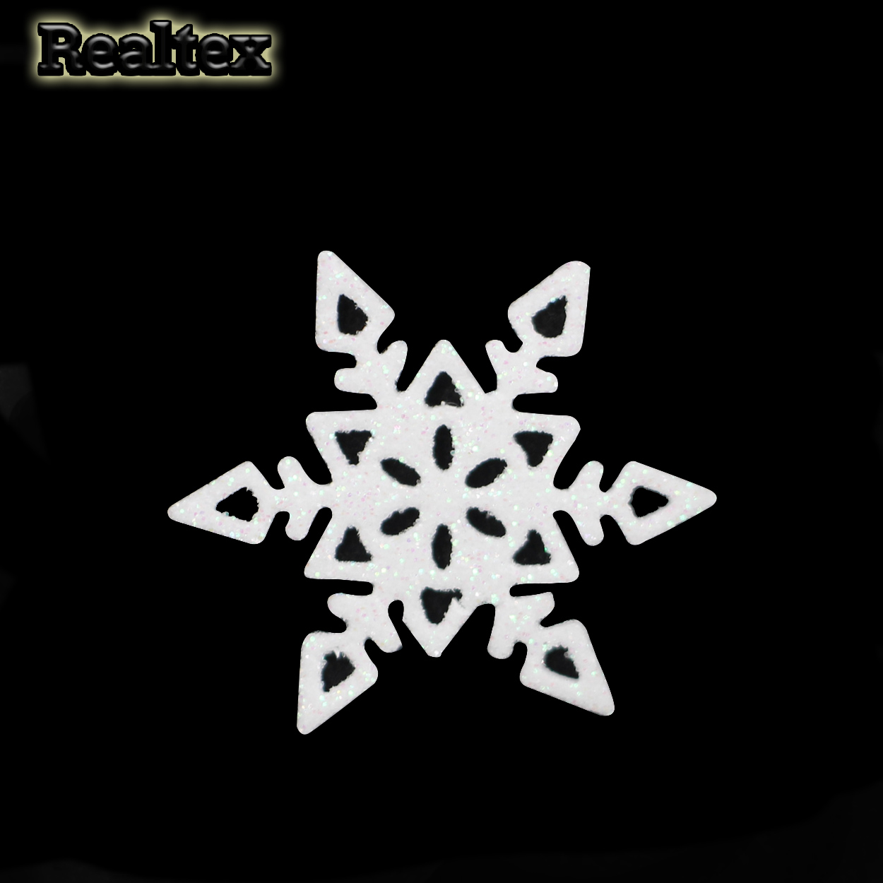 Набор 12 "Снежинки" из глиттерного фоамирана 40мм (10 шт) цв.белый