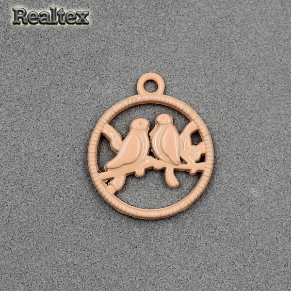 Подвеска металл 4722 "2 птички" 20мм цв.персик