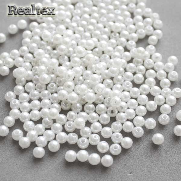 Бусины пластик Реалтекс  4мм под жемчуг (100гр) цв.033 белый