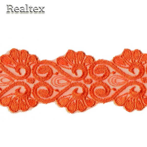 Кружево на сетке  63мм 53-4635 цв.096 оранжевый