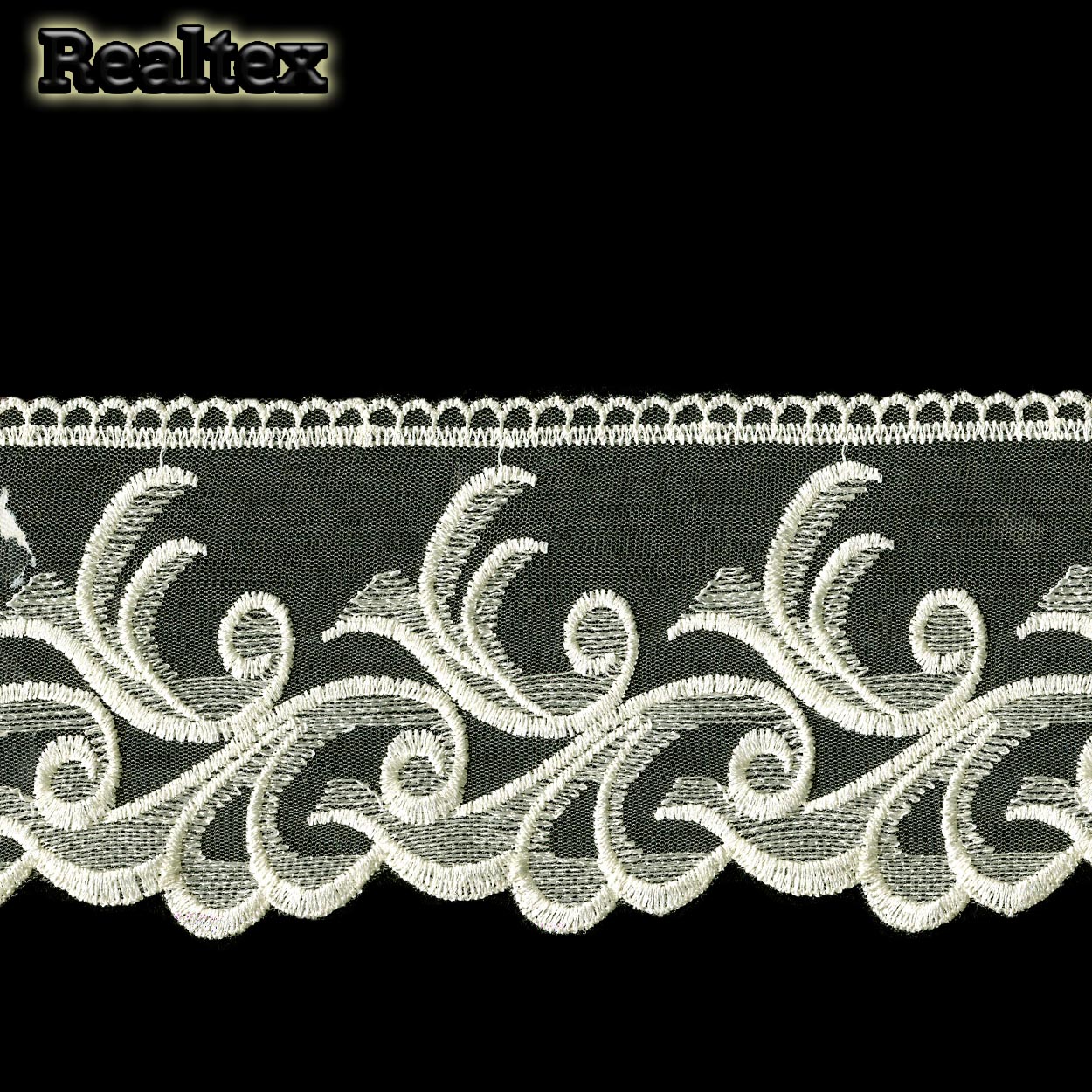 Кружево на сетке 120мм TBY 40471 (13,7м) цв.W1515 молочный